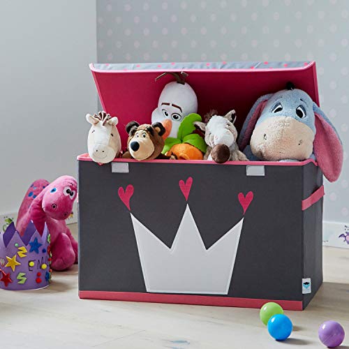 STORE.IT 670407 Juguetes, Gris con Corona, poliéster/MDF, Gris de Rosa, 61 x 37 x 38 cm