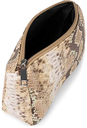 styleBREAKER Bolsa de Belleza para Damas en Piel de Serpiente de Colores, Bolsa de cosméticos, Bolsa de Maquillaje, Organizador de Bolsas 02013017, Color:Marrón-Beige