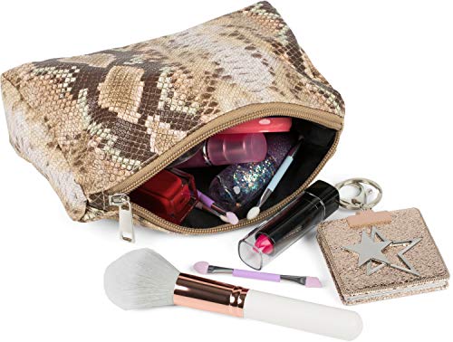 styleBREAKER Bolsa de Belleza para Damas en Piel de Serpiente de Colores, Bolsa de cosméticos, Bolsa de Maquillaje, Organizador de Bolsas 02013017, Color:Marrón-Beige