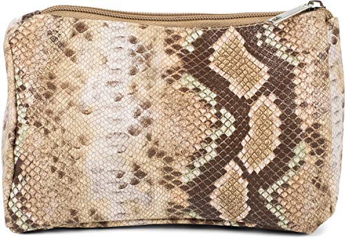 styleBREAKER Bolsa de Belleza para Damas en Piel de Serpiente de Colores, Bolsa de cosméticos, Bolsa de Maquillaje, Organizador de Bolsas 02013017, Color:Marrón-Beige