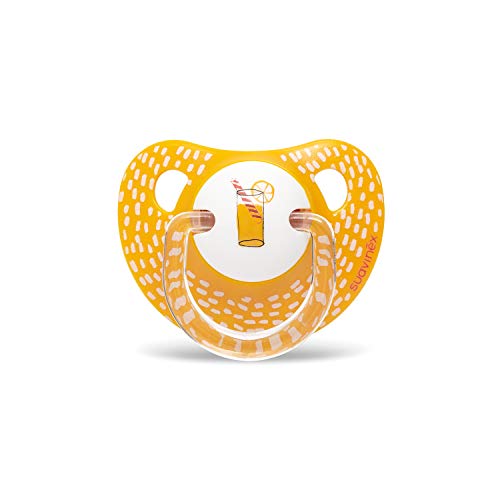 Suavinex, Pack 2 Chupete con tetina anatómica de Silicona para Bebés, Amarillo Picnic, +18 Meses