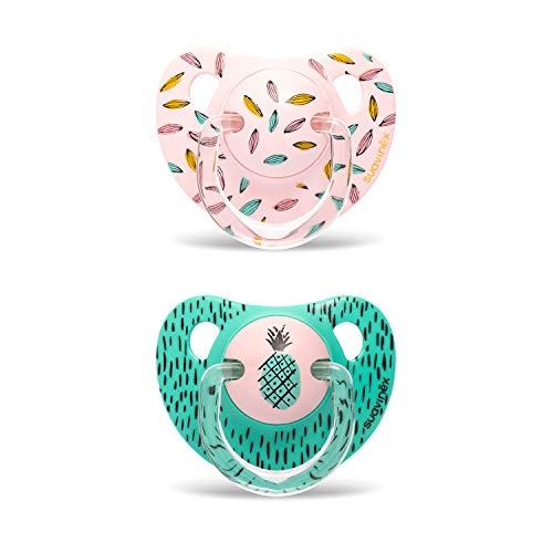 Suavinex – Pack 2 chupetes para bebés +18 meses. con tetina anatómica de silicona. 0% Bisphenol. diseño Picnic rosa
