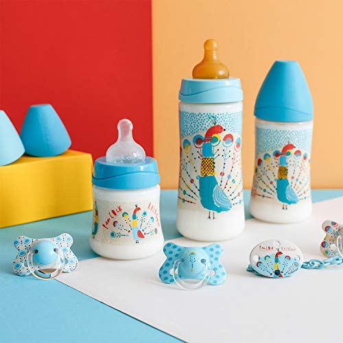 Suavinex - Pack 2 chupetes para bebés +18 meses. con tetina fisiológica silicona. color Pavo Real Azul