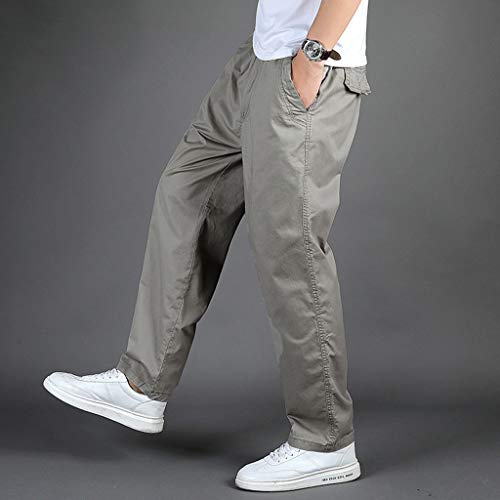 Subfamily Pantalones de Trabajo Sueltos de Gran Tamaño para Hombre Al Aire Libre, Casual Moda Loose Plus Size Al Aire Libre Monos Deportivos Pantalones Largos Pantalones Casuales Gris M