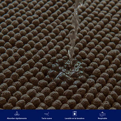 subrtex Alfombrilla de Baño Antideslizante Alfombra de Felpa de Chenille Absorbente Alfombras de Cocina Alfombra de Ducha (50×80cm,Café Oscuro)