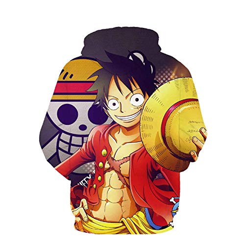 Sudadera con capucha, diseño de anime 3D de una pieza, casual, unisex, manga larga, de manga larga a 2XL