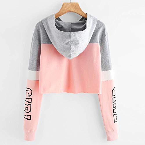 Sudaderas Adolescentes Chicas, Fossen Sudaderas Mujer Tumblr con Capucha - Emoticon Estampado Blusa Tops Camiseta de Manga Larga (Girl - Rosa, M)