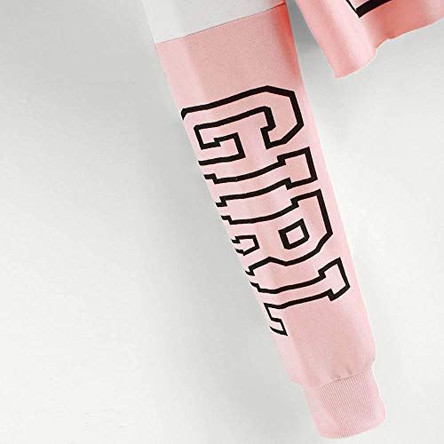 Sudaderas Adolescentes Chicas, Fossen Sudaderas Mujer Tumblr con Capucha - Emoticon Estampado Blusa Tops Camiseta de Manga Larga (Girl - Rosa, M)