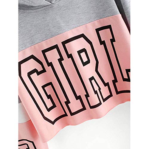Sudaderas Adolescentes Chicas, Fossen Sudaderas Mujer Tumblr con Capucha - Emoticon Estampado Blusa Tops Camiseta de Manga Larga (Girl - Rosa, M)