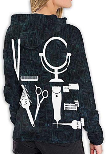 Sudaderas con Capucha de Manga Larga para niñas y Mujeres Peluquería Peluquero Amor Barber Tool X-Large