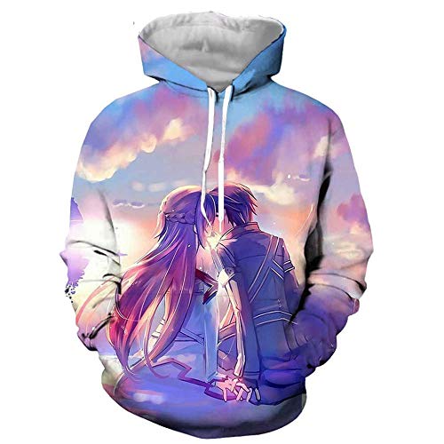 Sudaderas con Capucha,Sword Art Online Manga Larga Casual Sudaderas con Capucha Hombres Unisex Tops Parejas Cosplay Suéteres Color De Imagen S
