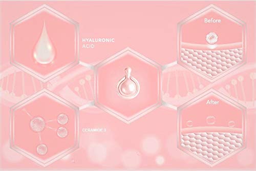 Suero de ácido hialurónico antiedad, hidratante y brillante con ceramidas, y aceite de jojoba y rosa mosqueta en cápsulas biodegradables y portátiles de una sola dosis