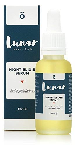 Suero de noche Elixir por Lunar Glow. Un aceite facial antienvejecimiento, Tocoferol Vitamina E, hiperpigmentación Noche Reparación Sérum para su cara y piel 30 ml.