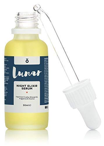 Suero de noche Elixir por Lunar Glow. Un aceite facial antienvejecimiento, Tocoferol Vitamina E, hiperpigmentación Noche Reparación Sérum para su cara y piel 30 ml.