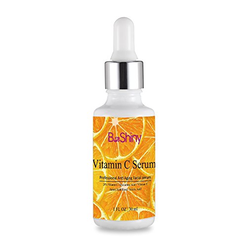 Suero de Vitamina C para el rostro con Ácido Hialurónico, 20% de Vitamina E, Ácido Ferúlico Antienvejecimiento, Repara el Daño Solar, Manchas de la Edad, Ojeras, Antiarrugas, Elimina las Líneas Finas