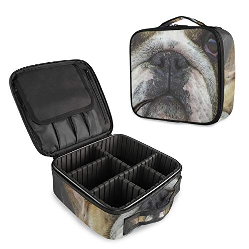 SUGARHE Amante de los Perros Hipster Animal Burdeos Bulldog Lindo Vestido de Cachorro como Caballero,Neceser Maquillaje,Bolsa Cosméticos Organizador Brochas Maquillaje Estuches Portátil