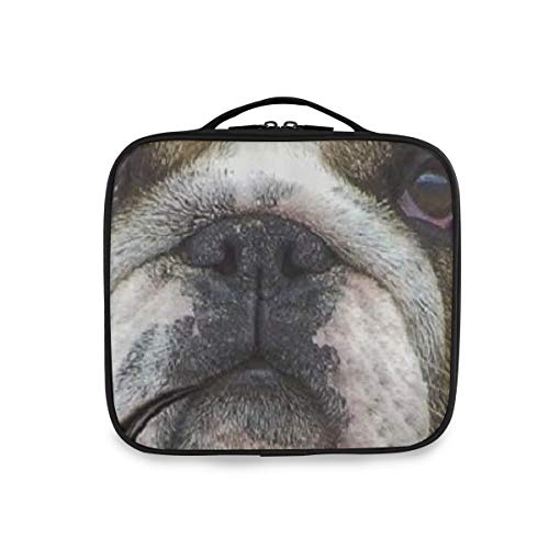 SUGARHE Amante de los Perros Hipster Animal Burdeos Bulldog Lindo Vestido de Cachorro como Caballero,Neceser Maquillaje,Bolsa Cosméticos Organizador Brochas Maquillaje Estuches Portátil