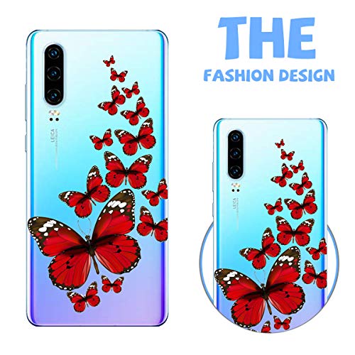 Suhctup Compatible con Huawei P8 Lite 2017 Funda de Transparente Silicona con Dibujos Mariposa Lindo Diseño Patrón Cárcasa Ultrafina Suave TPU Antigolpes Bumper Protección Caso-A1