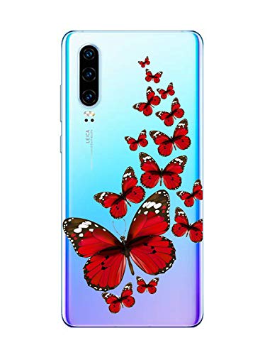 Suhctup Compatible con Huawei P8 Lite 2017 Funda de Transparente Silicona con Dibujos Mariposa Lindo Diseño Patrón Cárcasa Ultrafina Suave TPU Antigolpes Bumper Protección Caso-A1