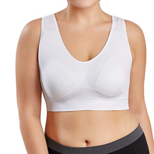 Sujetador Deportivo para Mujer SHOBDW 2019 Nuevo Cómodo Color Sólido Cuello en V Tank Tops Blusa Camisole Camisetas Mujer Tirantes Deporte Bra Tallas Grandes S-6XL(Blanco,4XL)