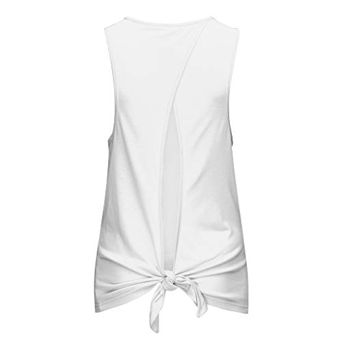 Sulifor Chaleco de Deporte Sexy de Espalda Abierta,Camiseta sin Manga de sólido,Chaleco de Yoga con Corbata,Ropa de Entrenamiento Tank Tops para Mujer
