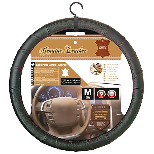 Sumex 2505FL1 Full Leather Funda de Volante, Negra con Cosido Rojo