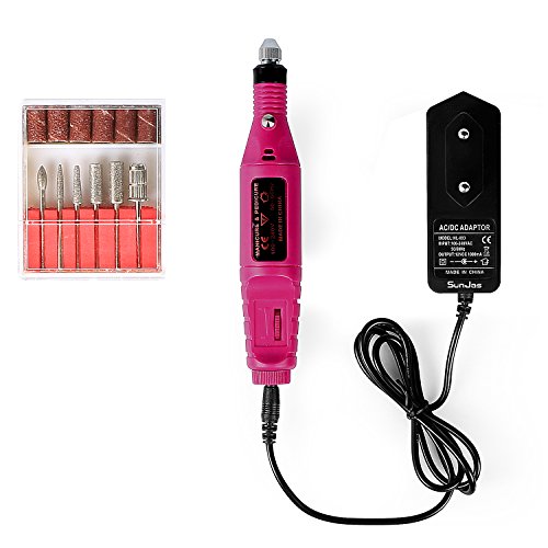 Sunjas Kits de Pulidor Esmeril Limado Pulidor Broca de Uñas para Manicura y Pedicura para Todos Tipos de Uñas-Rosa
