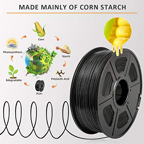 SUNLU Filamento PLA 1.75mm 1kg Impresora 3D Filamento, Precisión Dimensional +/- 0.02 mm, PLA Negro
