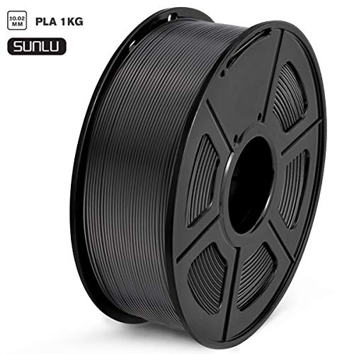 SUNLU Filamento PLA 1.75mm 1kg Impresora 3D Filamento, Precisión Dimensional +/- 0.02 mm, PLA Negro