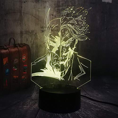 Super humano héroe payaso de murciélago de dos lados 3D LED luz de noche USB mesa fiesta luz juguete Navidad juguete