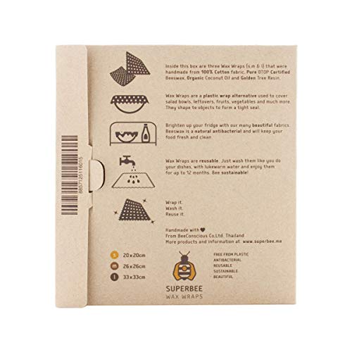 SuperBee Envoltorio de cera de abeja | Set de 3 tamaños: Pequeño , Mediano y Grande | Flamencos| Reutilizable, Eco Friendly, Zero Waste Film