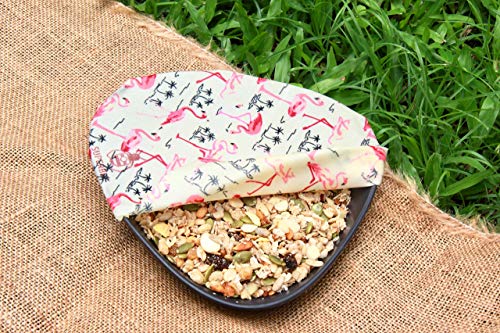 SuperBee Envoltorio de cera de abeja | Set de 3 tamaños: Pequeño , Mediano y Grande | Flamencos| Reutilizable, Eco Friendly, Zero Waste Film