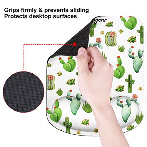 Supgear Almohadilla de Ratón Apoyo de Gel, Alfombrilla Raton Gaming con Soporte para la Muñeca Base de Goma no Deslizante, Almohadilla Ergonómico Cojín para Trabajadores Y Jugadores (Cactus)