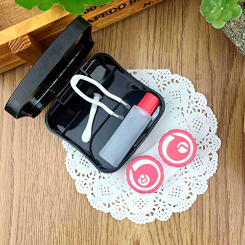 SUPVOX 4 Piezas Caja de Lentes de Contacto Kit de Viaje Caja de lentillas Portátil con Pinza Aplicador Palo Botella de Solución