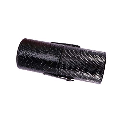 SUPVOX Portacepillos de Maquillaje de Cuero Maquillaje portavasos cosméticos Caja de la Caja del Organizador de Almacenamiento (Piel de Serpiente Negra Brillante)