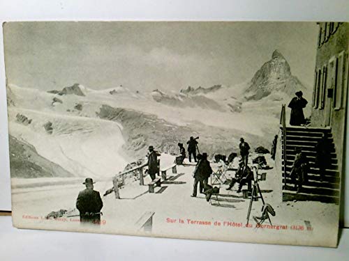 Sur la Terrasse de l´ Hótel du Gornergrat. Alte AK s/w. gel. 1909. Winterlandschaft, Hotelterrasse, viele Personen, Gebirgskulisse, Schweiz