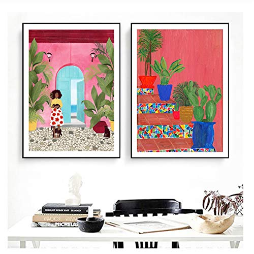 Suuyar Cuadro Abstracto De La Vida De Cartagena, Póster De Pared Mream, Lienzo Impreso, Pintura, Arte, Pasillo, Decoración para Sala De Estar, 50X70Cmx2Pcs Sin Marco
