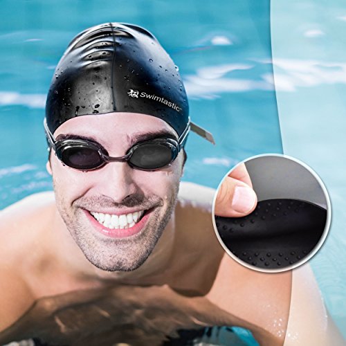 Swimtastic – Gorro para Pelo Largo – Especialmente Diseñado para Nadadores con Pelo Largo, Grueso o Rizado