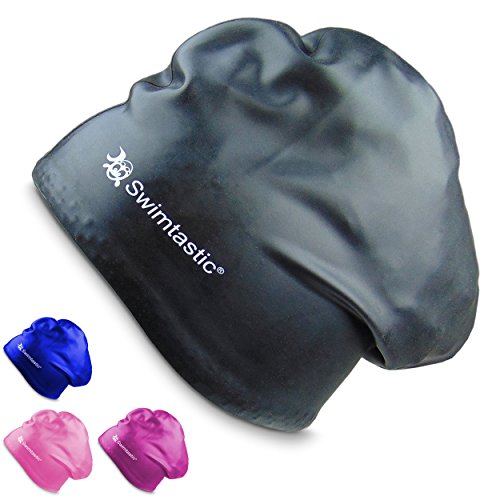 Swimtastic – Gorro para Pelo Largo – Especialmente Diseñado para Nadadores con Pelo Largo, Grueso o Rizado