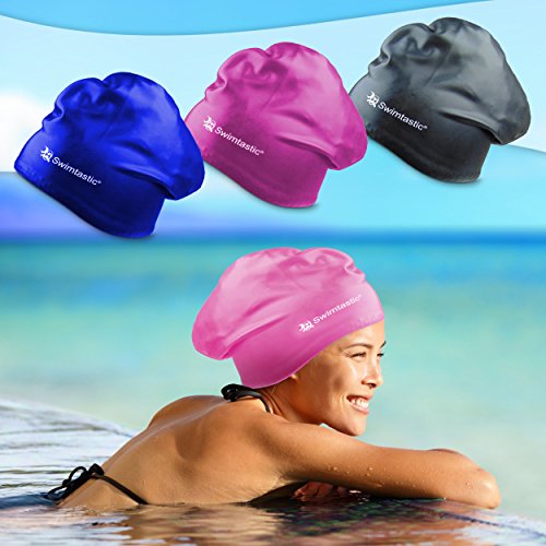 Swimtastic – Gorro para Pelo Largo – Especialmente Diseñado para Nadadores con Pelo Largo, Grueso o Rizado
