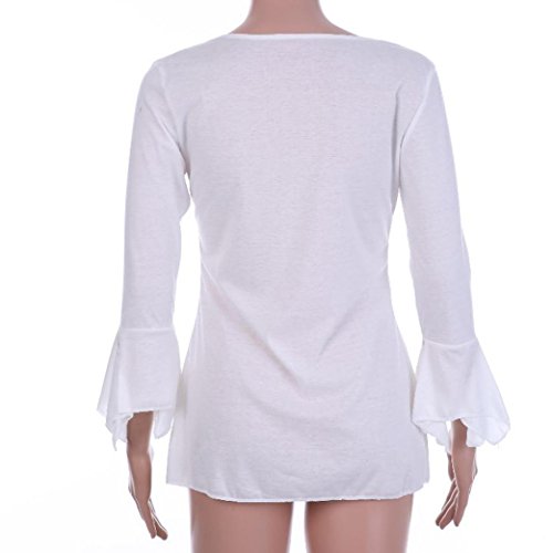 Switchali Blusas de Mujer Tallas Grandes de Moda 2017 Manga Larga Ropa de Mujer en Oferta Casual Camisetas Mujer Verano Blusas de Mujer Elegantes de Fiesta (3X-Large, Blanco)