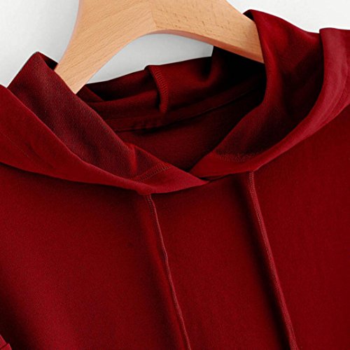 Switchali De manga larga con capucha XXXLarge para Mujeres Wine 3XL