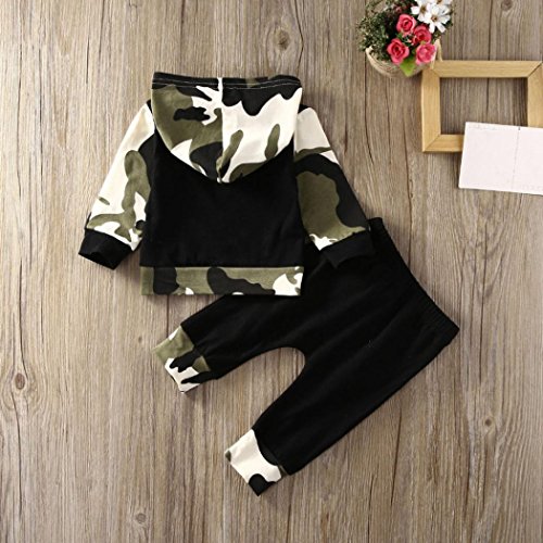 Switchali Ropa Bebe niño otoño Invierno 2017 Infantil Recien Nacido Bebé Niño Tapas encapuchadas Manga Larga Camisetas Camuflaje Blusas + Pantalones Largos Conjuntos de Ropa (90 (6~12meses), Negro)