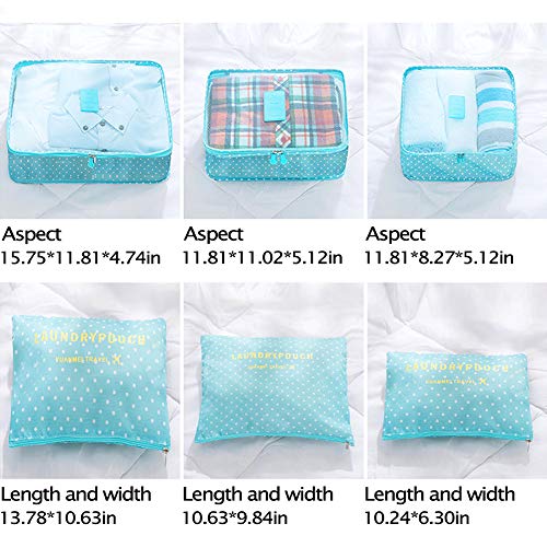 Switty 6pcs viaje bolsas de almacenamiento de ropa que embala maleta de equipaje del viaje en coche Organizador Cubo Azul bolsa Bolsas