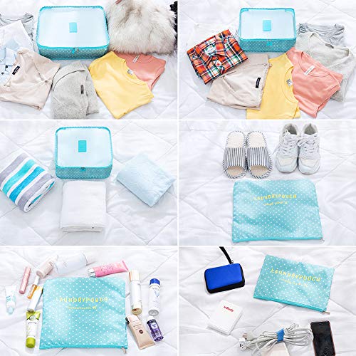 Switty 6pcs viaje bolsas de almacenamiento de ropa que embala maleta de equipaje del viaje en coche Organizador Cubo Azul bolsa Bolsas