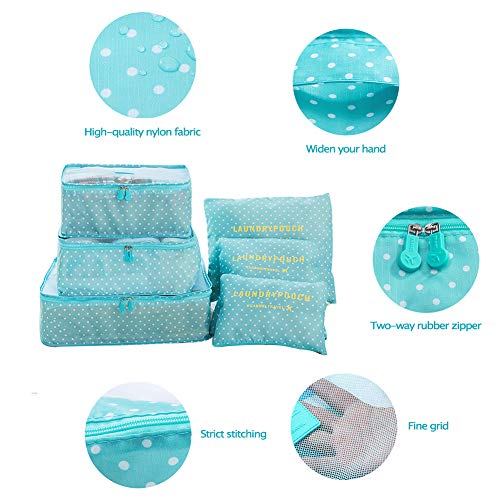Switty 6pcs viaje bolsas de almacenamiento de ropa que embala maleta de equipaje del viaje en coche Organizador Cubo Azul bolsa Bolsas