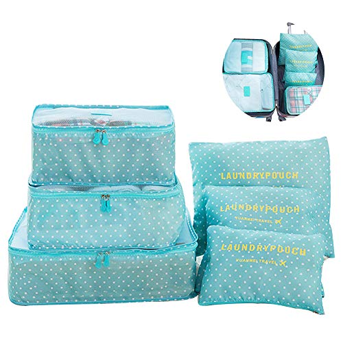 Switty 6pcs viaje bolsas de almacenamiento de ropa que embala maleta de equipaje del viaje en coche Organizador Cubo Azul bolsa Bolsas