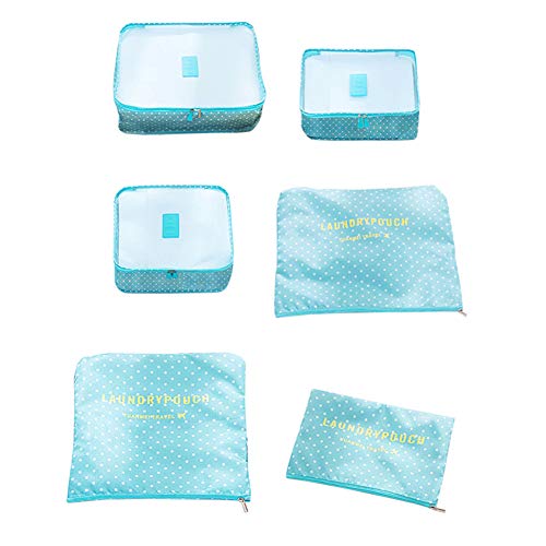 Switty 6pcs viaje bolsas de almacenamiento de ropa que embala maleta de equipaje del viaje en coche Organizador Cubo Azul bolsa Bolsas
