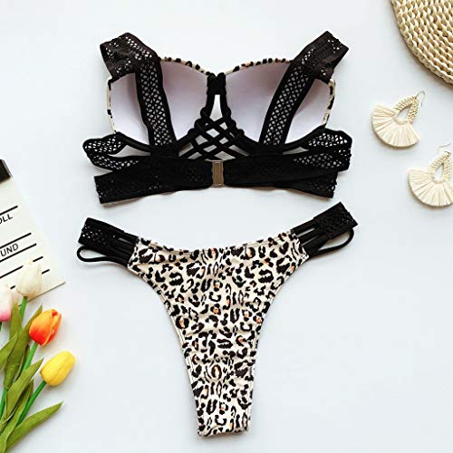 Sylar Bikinis Mujer 2020 Brasileños Push-up con Relleno Conjunto de Bikini Leopardo Dos Piezas Acolchado Bra Reductores Bikini Sexy Tanga Mujer Bañadores Natación Mujer L