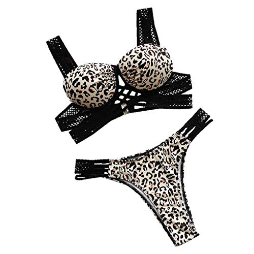 Sylar Bikinis Mujer 2020 Brasileños Push-up con Relleno Conjunto de Bikini Leopardo Dos Piezas Acolchado Bra Reductores Bikini Sexy Tanga Mujer Bañadores Natación Mujer L